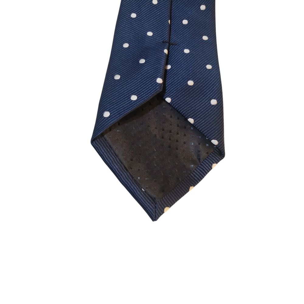 Pierre Cardin Neck‎ Tie Mens Navy White Polka Dots Slim Business Suit Church - Picture 6 of 12